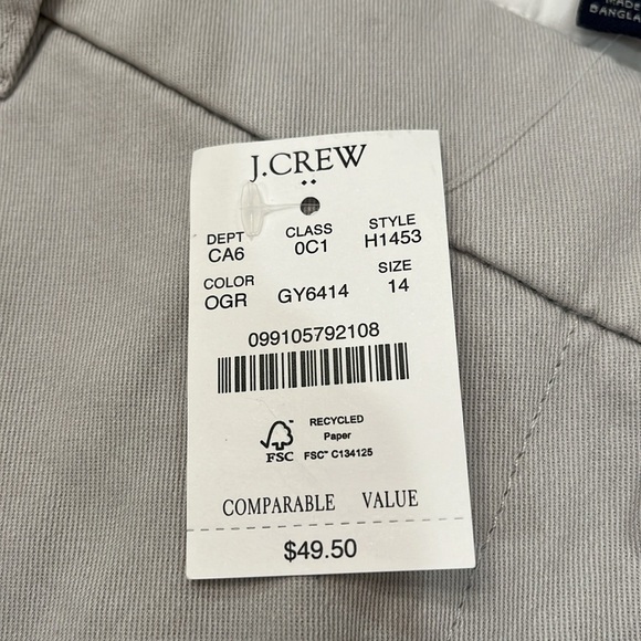 J. Crew Oyster Grey 5" Classic Chino Short/NWT/Size 14 - Picture 8 of 12